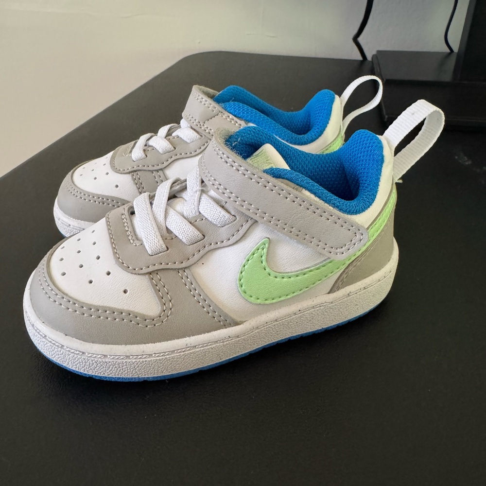 Nike Kids' White, Gray, and Green Sneakers